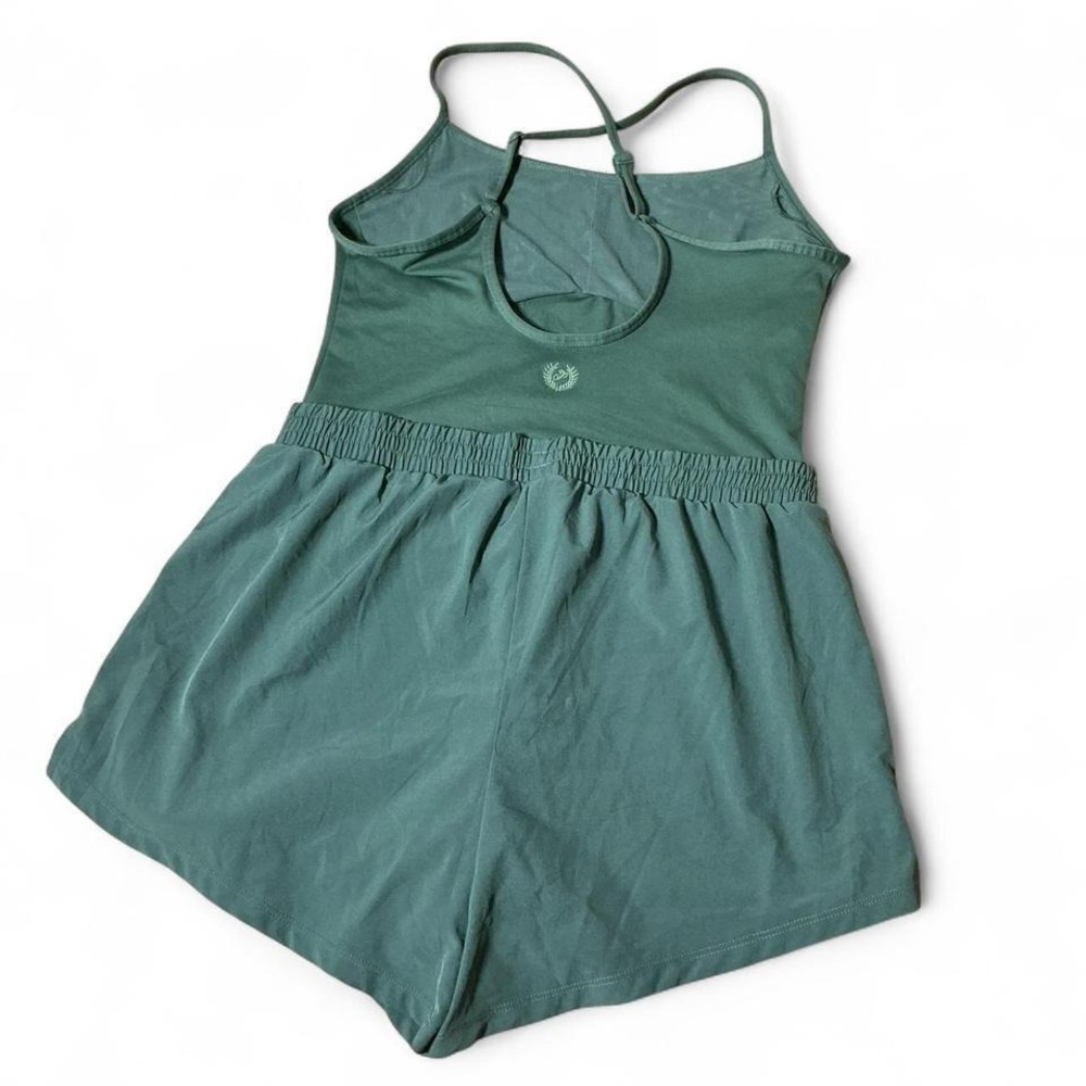 Victoria's Secret Pink Ultimate Runsie Green one-piece Romper Yoga Size M - Picture 2 of 8